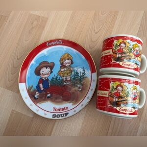 Campbells Soup, vintage collectors edition, mugs and plate